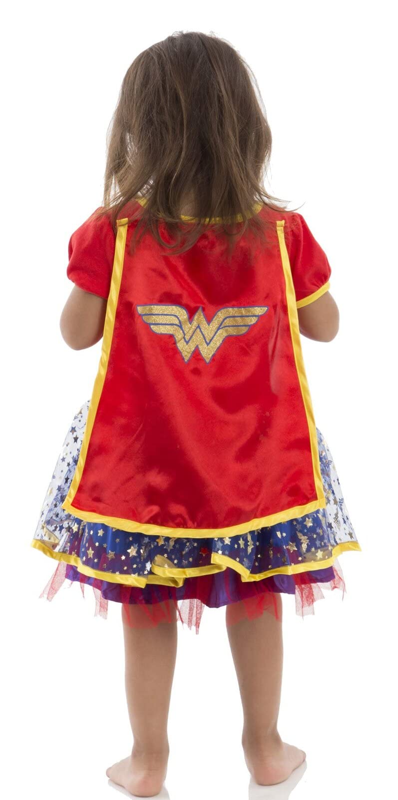 WB Warner Bros. Justice League Wonder Woman Toddler Girls Short Sleeve Costume Cape Dress & Headband 2T - Image 5